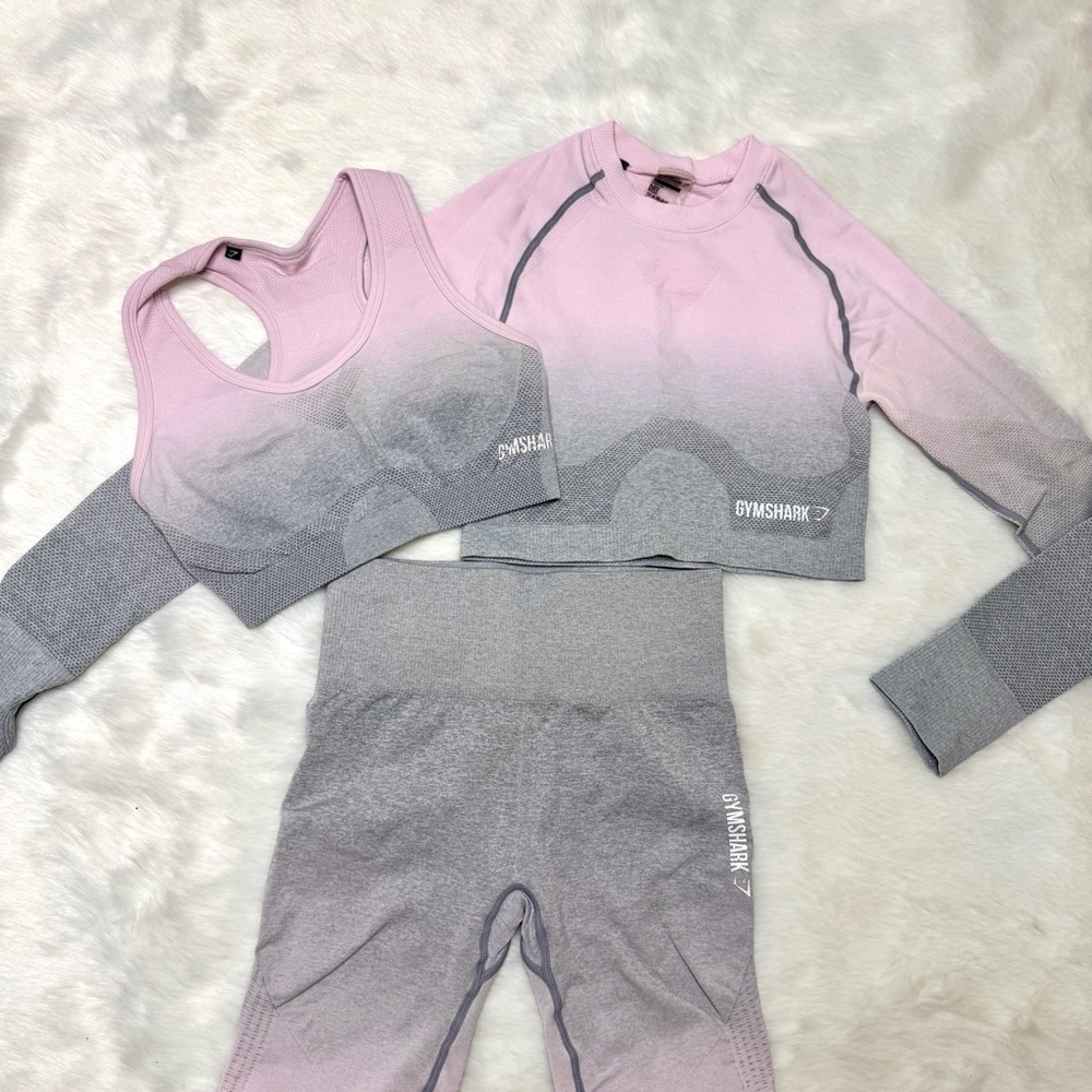 Gymshark Pink and Gray Gradient Workout Set